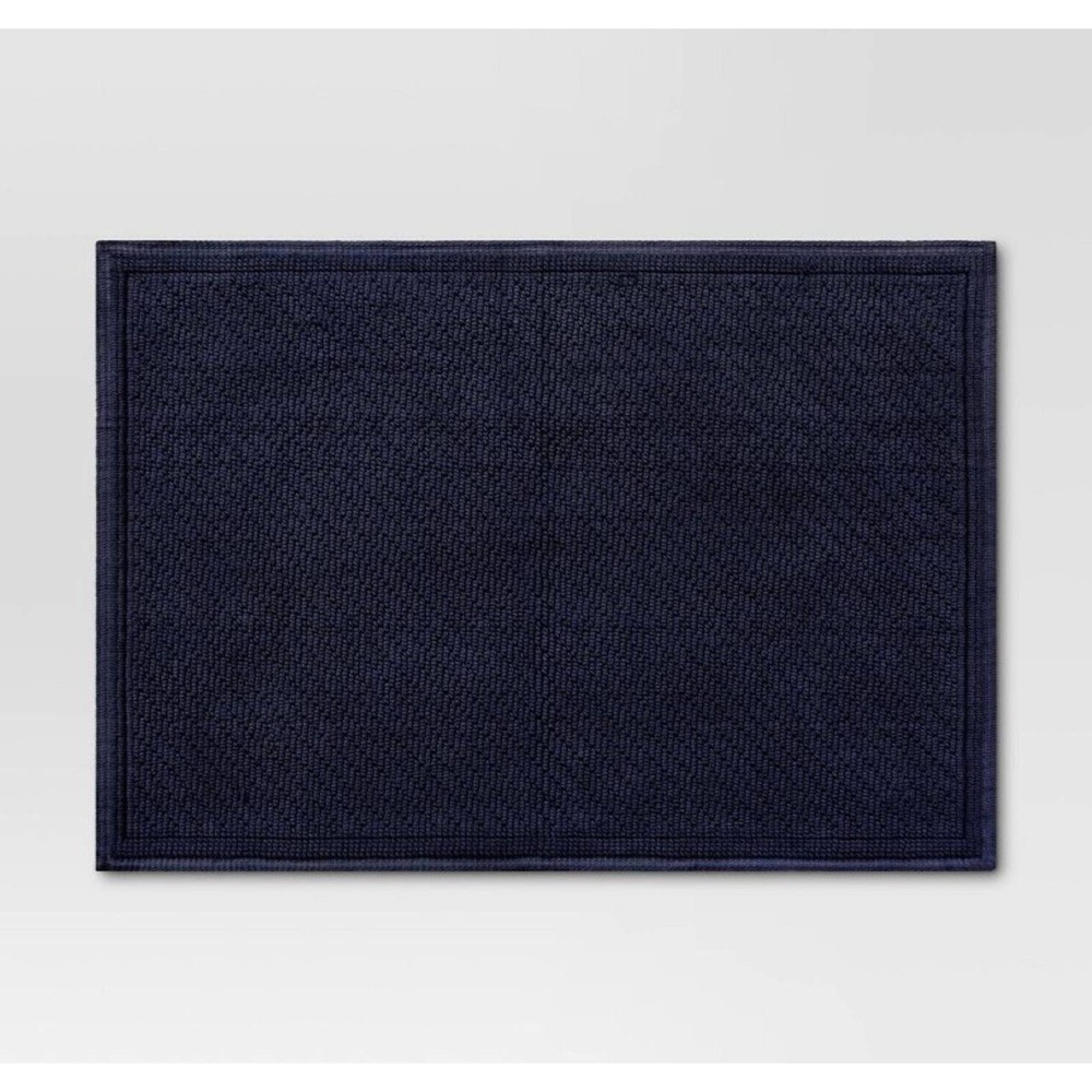 NEW Threshold Performance Solid Cotton Bath Mat 30"x21" - Navy Blue